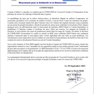 Burundi: le parti MSD appelle à des négociations inclusives